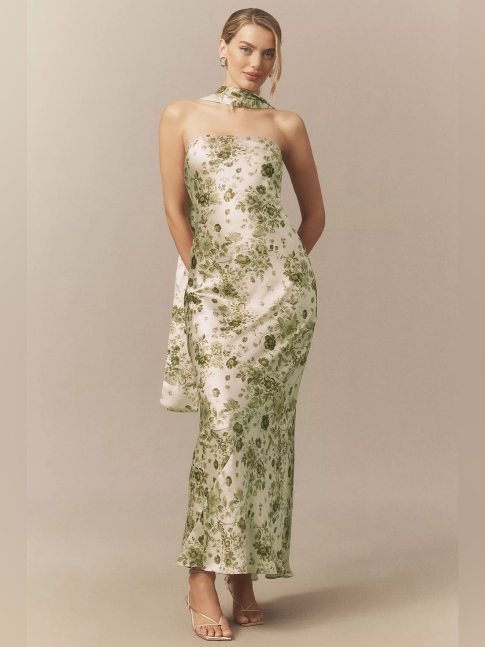 BHLDN Nesta Strapless Satin Scarf Maxi Dress